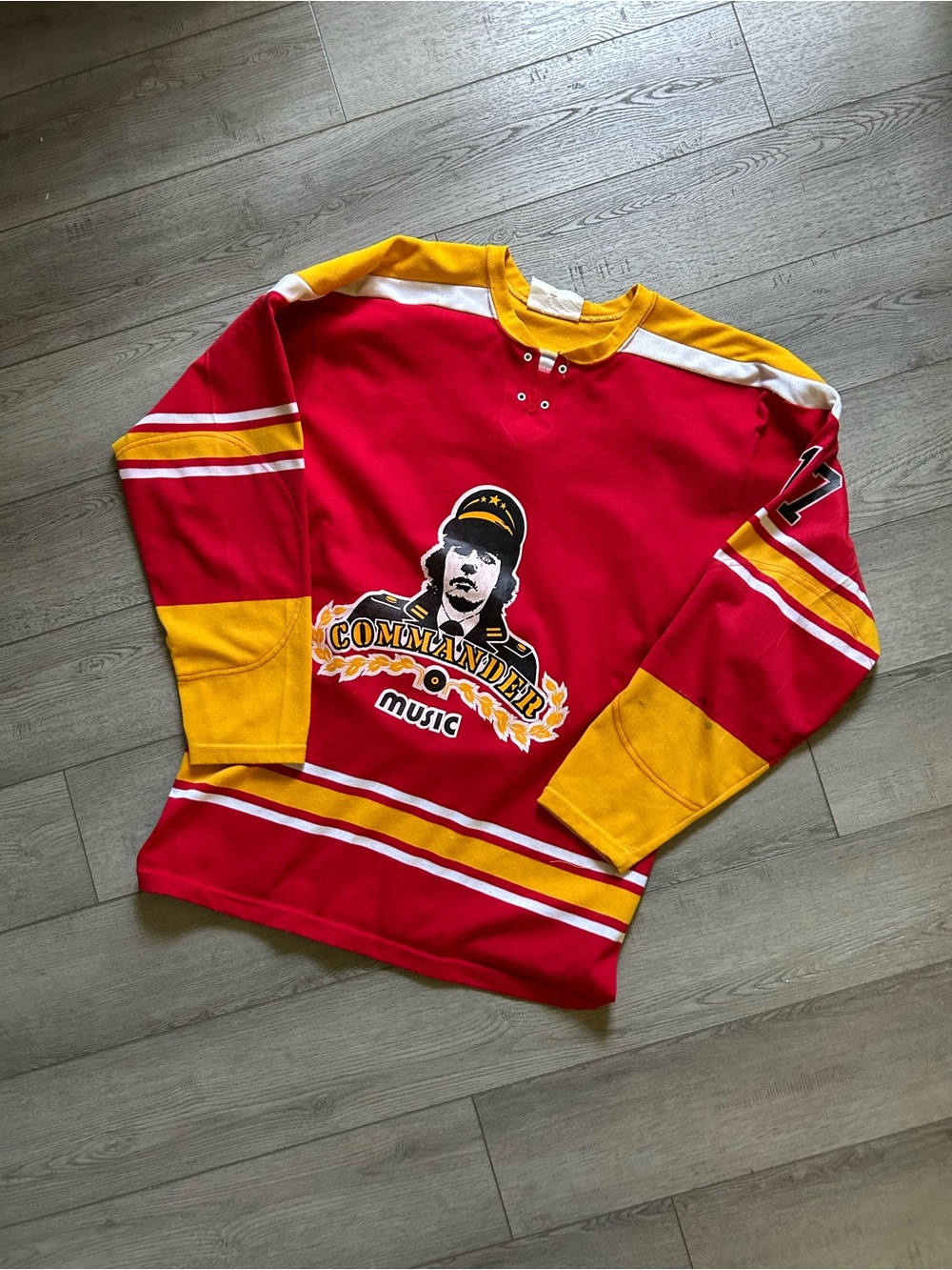 Red & Yellow 'Commander Music' Graphic Crewneck Sweater